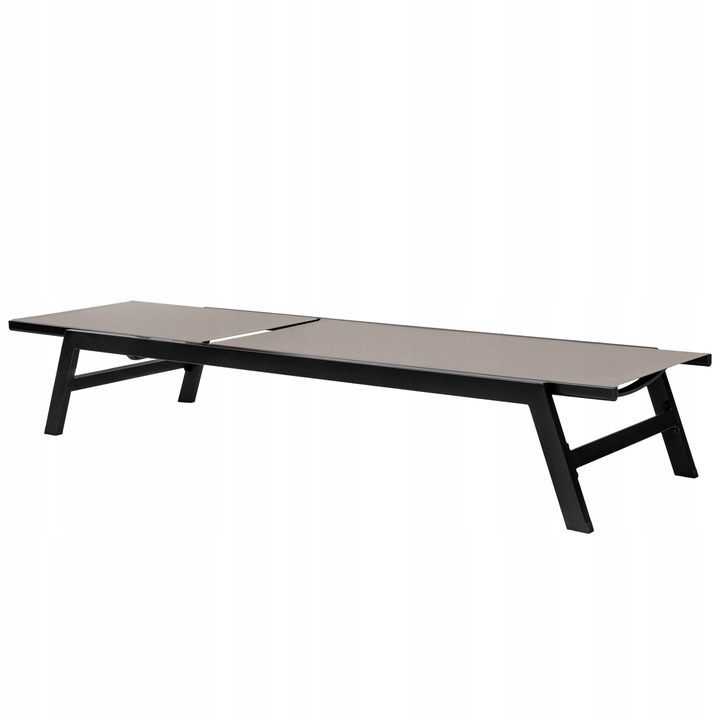 Leżak ogrodowy beżowy wygodny z aluminium rozkładany Leżanka na taras 60 cm