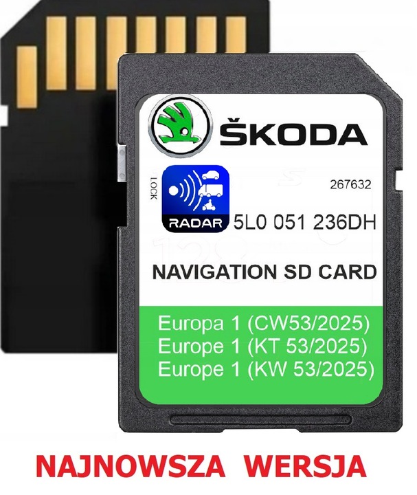 MAPA KARTA MIB2 SKODA 2025 V20 EUROPA SUPERB OCTAVIA FABIA KODIAQ RADARY