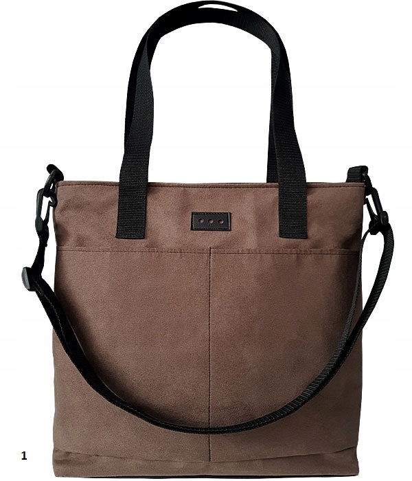 B.D Torebka damska zamszowa shopperka z kieszenią kolory z paskiem