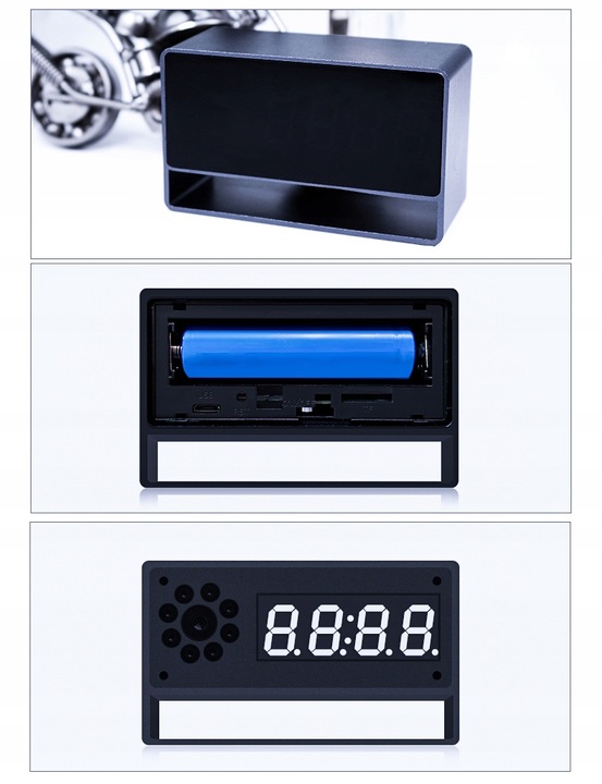 UKRYTA KAMERA ZEGAR WIFI PODGLĄD NA ŻYWO DETEKCJA NAGRYWANIE W NOCY MK203