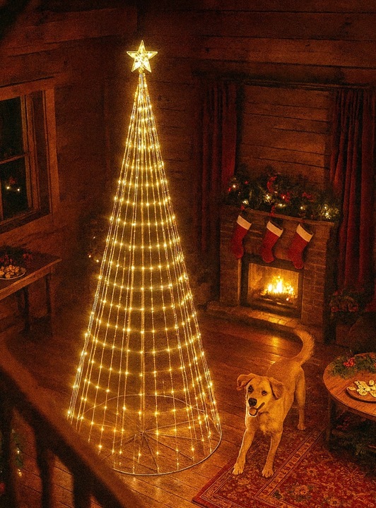 CHOINKA LED 180CM NA STELAŻU ZE ŚWIATEŁKAMI 8 TRYBÓW PROGRAMATOR IP44