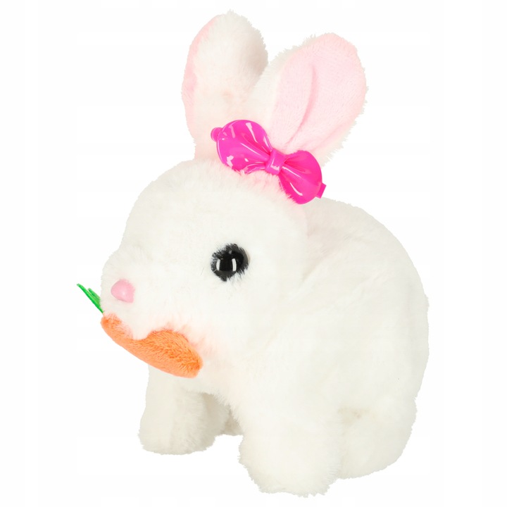 ZABAWKA INTERAKTYWNA PLUSZOWY KRÓLIK Z MARCHEWKĄ CHODZI I RUSZA USZAMI