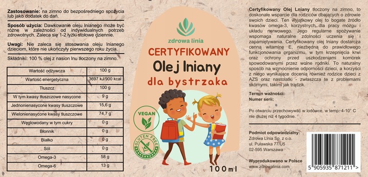 Certyfikowany olej lniany dla bystrzaka PAMIĘĆ KONCENTRACJA4