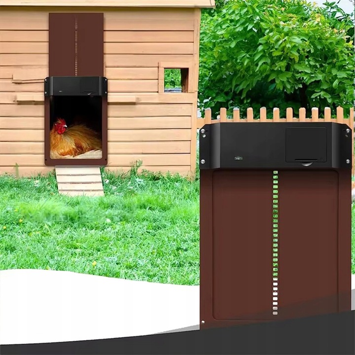 AUTOMATYCZNE DRZWI DO KURNIKA OTWIERANIE DRZWI IP45 Z CZUJNIKIEM ŚWIATŁA