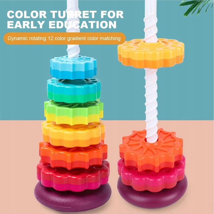 EDUKACYJNA PIRAMIDKA ZAKRĘCONA WIEŻA UKŁADANKA WOOPIE BABY