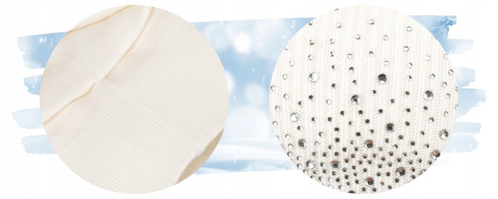 PETERSON Klasyczna czapka damska zimowa fasonu slouchy wzór z dżetów