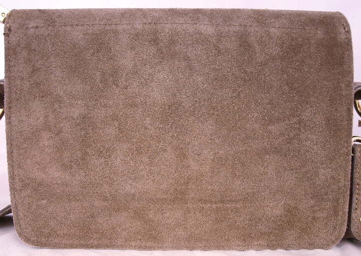 Zamszowa Torebka włoska MOKKA nerka listonoszka MAXI DUŻA WERSJA Pelle