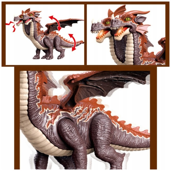 Dinozaur Dwugłowy Interaktywny Pterodaktyl Ruchome Skrzydła Nogi Ogon