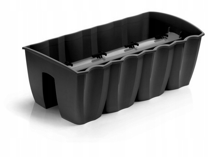 3x Skrzynka na balustradę DCRO600, Doniczka balkonowa +keramzyt 5l Antracyt