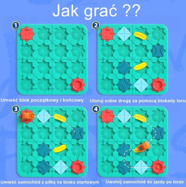 GRA LOGICZNA PLANSZOWA UKŁADANKA LABIRYNT BUDOWANIE DROGI NA PREZENT KLOCKI