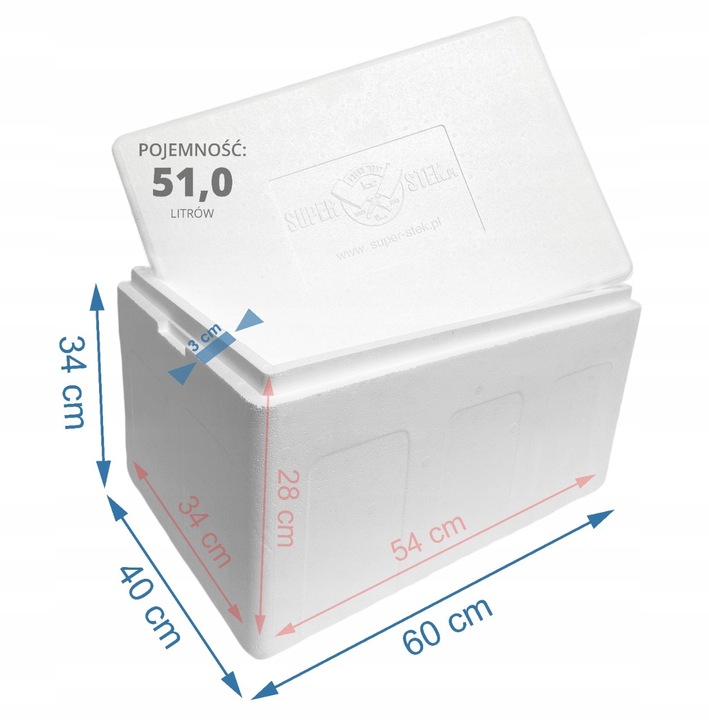 STYROBOX 51L pojemnik izotermiczny LODÓWKA TERMO OPAKOWANIE TERMOIZOLACYJNE