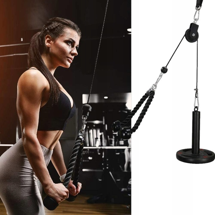 WYCIĄG GÓRNY DOLNY ZESTAW DO ĆWICZEŃ 100KG LINKA ABS BICEPSA TRICEPSA DOMU