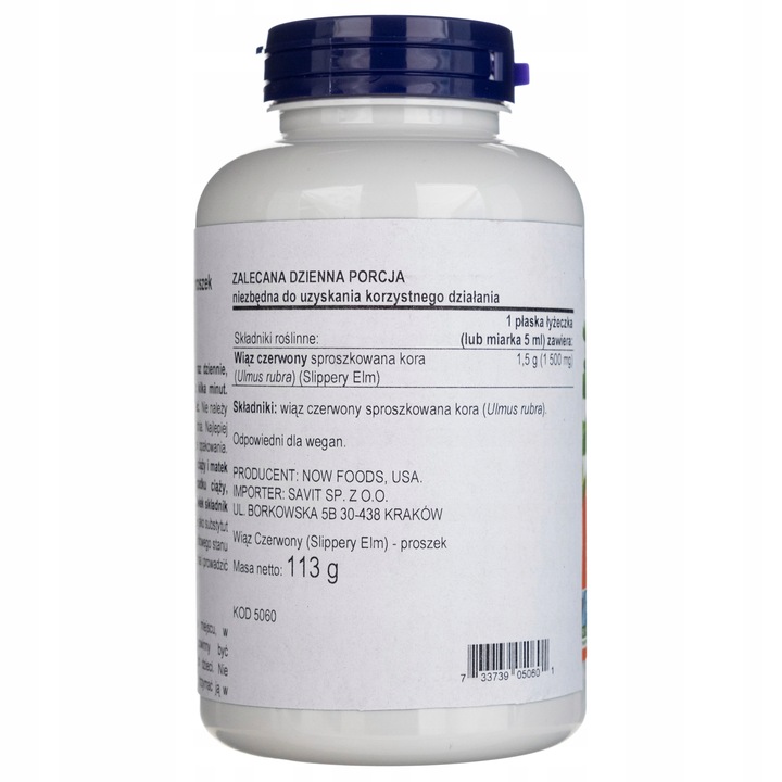 Now Foods Wiąz czerwony (Slippery Elm) w proszku - 113 g