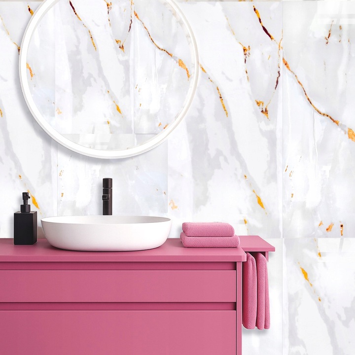 x10 SAMOPRZYLEPNY PANEL ŚCIENNY MARMUR PCV LAMINAT POŁYSK 3D Płytki 30x60