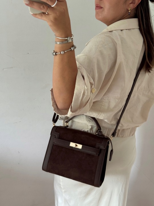 Torebka Gallantry Paris HIT czekoladowa zamsz eco brązowa listonoszka brąz