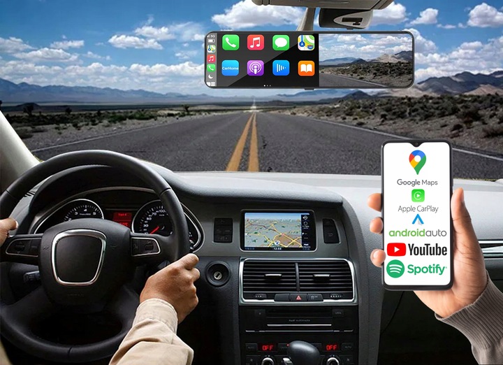 REJESTRATOR LUSTERKO CARPLAY ANDROID AUTO KAMERA COFANIA 2K QHD DVR 10,88"