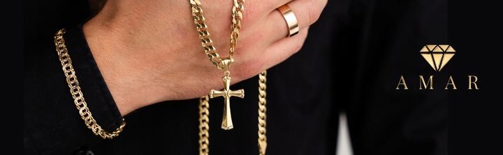 ZŁOTY PEŁNY ŁAŃCUSZEK MĘSKI GARIBALDI Z KRZYŻYKIEM PR 925 585 GRAWER GRATIS