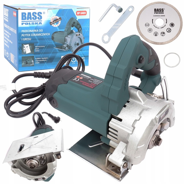 PRZECINARKA TARCZOWA DO CIĘCIA PŁYTEK GRESU 115 MM 2200W + TARCZA