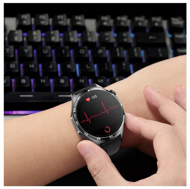 ZEGAREK MĘSKI SMARTWATCH AMOLED 440 EKG POMIAR CUKRU CIŚNIENIE TEMPERATURA