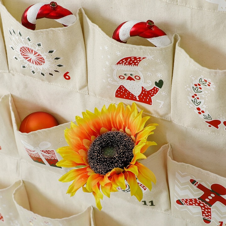 KALENDARZ ADWENTOWY MATERIAŁOWY PŁÓTNO DO ZAWIESZENIA WIELORAZOWY + ZADANIA