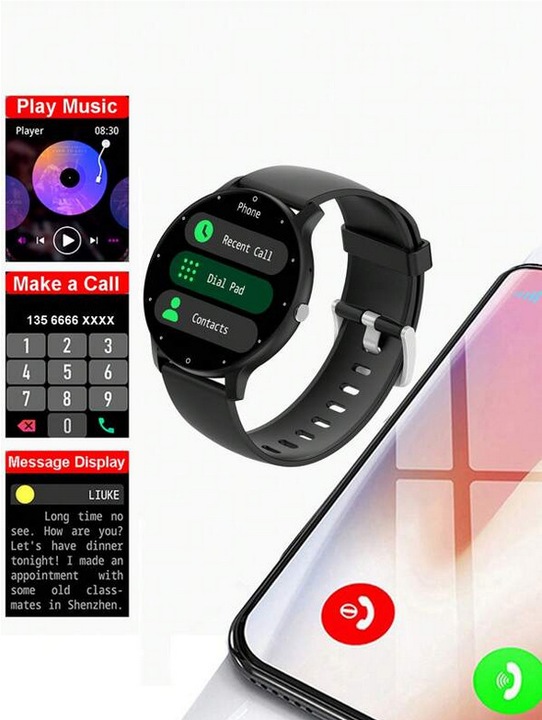Zegarek SMARTWATCH Rubicon 230 mAh ODBIERANIE POŁĄCZEŃ 360x360 MENU PL 1.39