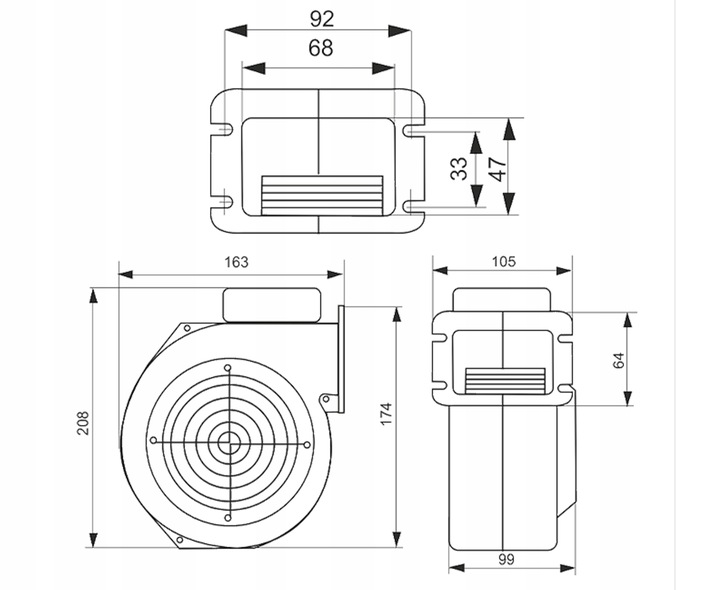 Dmuchawa Wentylator do kotła pieca z podajnikiem WPA x6 / WBS 6a Domer