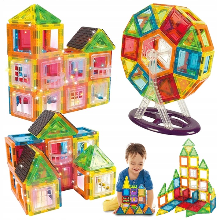 Klocki Magnetyczne DUŻE 3D Konstrukcyjne Magnetic Tiles Zestaw 70 elementów