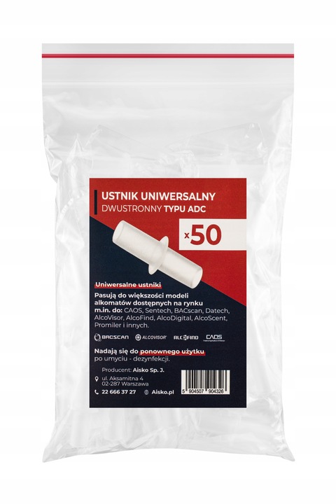 PRECYZYJNY Alkomat BACscan F-50 Ultra z kalibracją Zestaw PRO+ 50 ustników