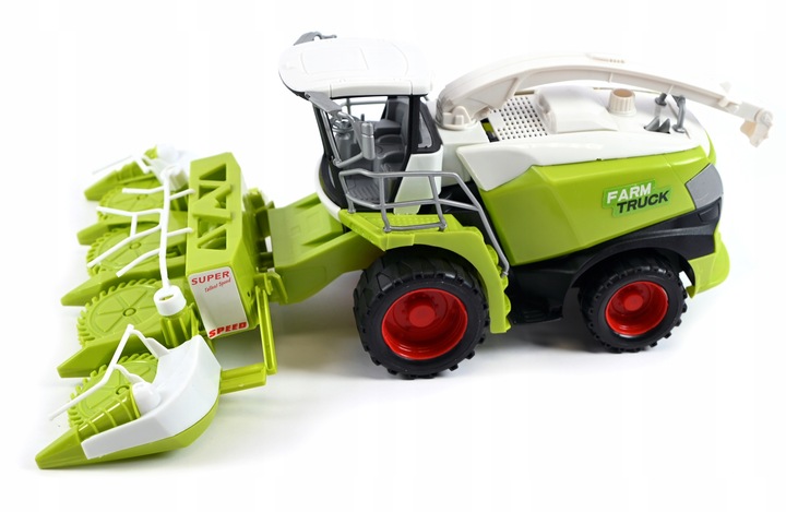 DUŻY KOMBAJN DO KUKURYDZY HEDER RUCHOME ELEMENTY ZIELONA MASZYNA ROLNICZA