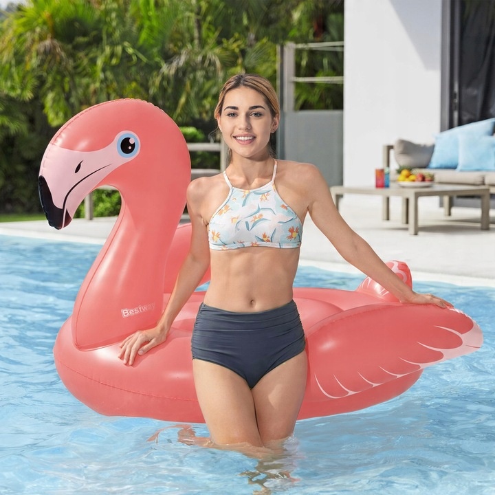 Materac Dmuchany Flaming GIGANT na Basen Plażę Uchwyty 168x120cm Bestway