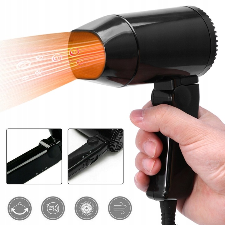 PRZENOŚNA SKŁADANA SUSZARKA DO WŁOSÓW, SZYBKOSCHNĄCA NA GORĄCO I NA ZIMNO