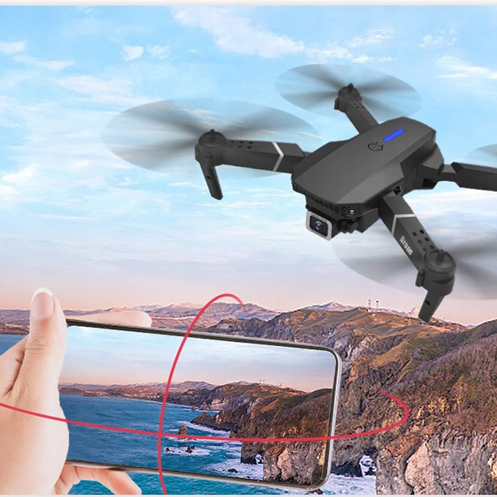 DRON E88 2x KAMERA 4K ZAWIS 200M UNIKANIE PRZESZKÓD WIFI+WALIZKA PILOT ETUI