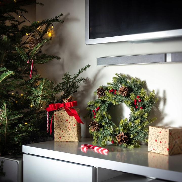 WIANEK ŚWIĄTECZNY STROIK NA DRZWI STÓŁ WIENIEC OZDOBA PREMIUM ŚWIĘTA 45 cm