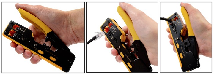 ZACISKARKA WTYKÓW PRZELOTOWYCH RJ45 KAT.5E KAT.6 KAT.6A KAT.7 PASS THROUGH