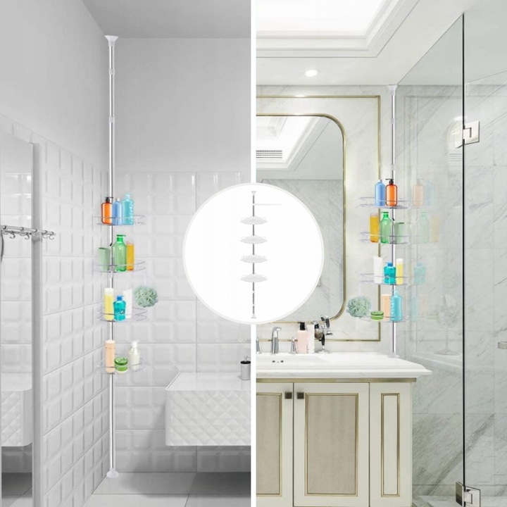 PÓŁKA ŁAZIENKOWA NAROŻNA POD PRYSZNIC TELESKOPOWA DO ŁAZIENKI KOSMETYK 305c