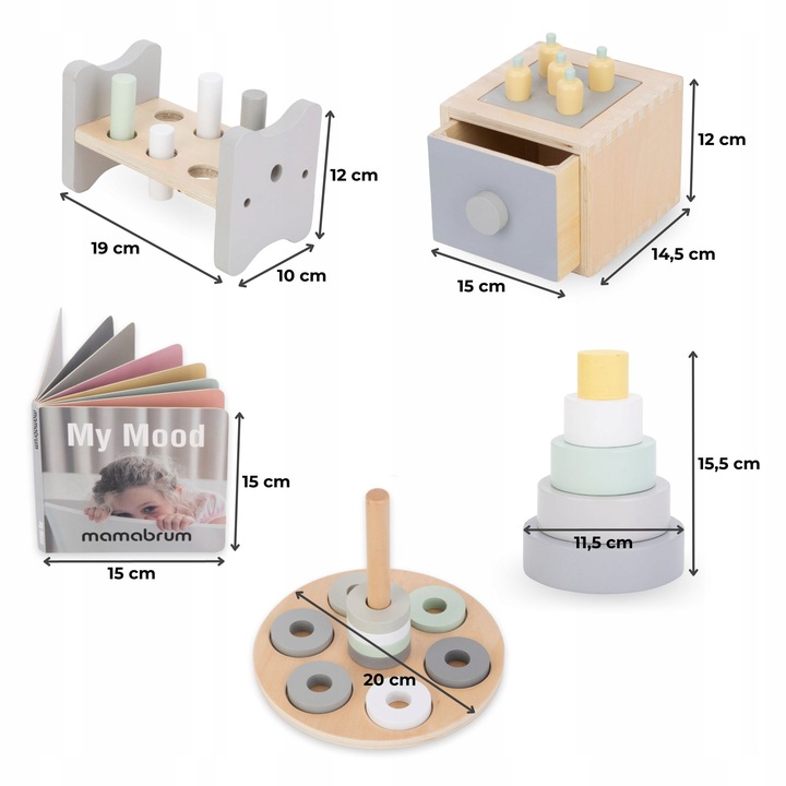 Pudełko Edukacyjne Montessori dla małych dzieci 6 zabawek Zabawa Edukacja