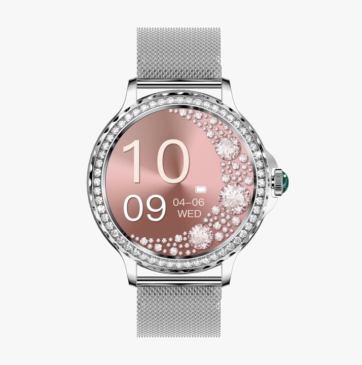 SMARTWATCH DAMSKI ZEGAREK Z FUNKCJĄ ROZMOWY NX1 SILVER MENU PL