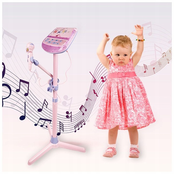 ZESTAW KARAOKE DLA DZIECI ODTWARZACZ MP3 MIKROFON STATYW NN KSET