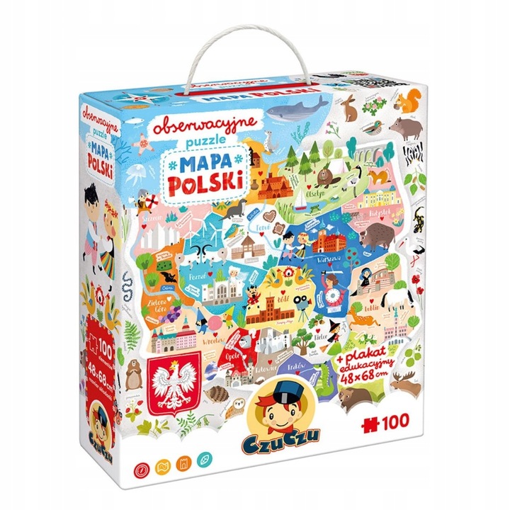 CzuCzu Puzzle Obserwacyjne MAPA POLSKI Układanka Edukacyjna 100 Elementów