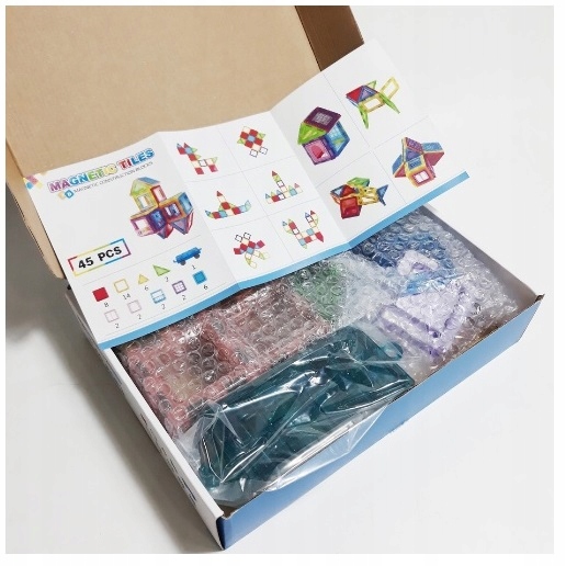 KLOCKI MAGNETYCZNE 3D Układanka Edukacyjna 45 elementów