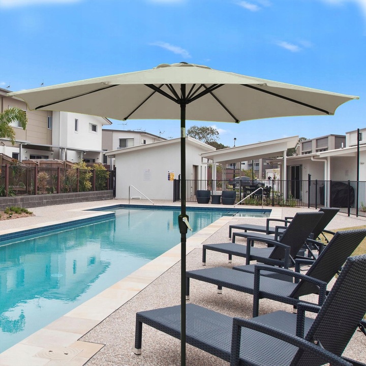 PARASOL OGRODOWY DUŻY SOLIDNY SKŁADANY 3 M Z KORBKĄ REGULACJA XL ECRU