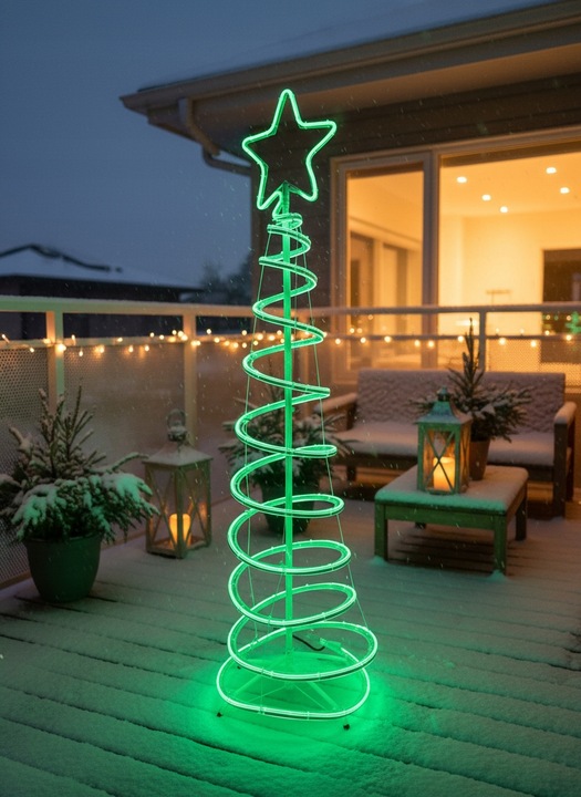 Choinka LED Neonowa Zielona 120 cm Świąteczna Ozdoba Świecąca Zewnętrzna