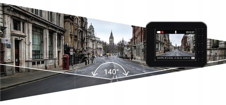 Wideorejestrator kamera samochodowa Navitel RC2 Dual Przód tył Full HD 2"