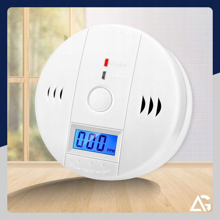 CZUJNIK CZADU GAZU WYKRYWACZ DETEKTOR TLENKU WĘGLA BEZPRZEWODOWY LCD ALARM