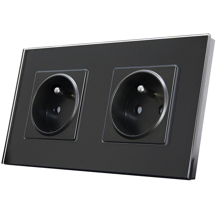 Gniazdo Podwójne Szklane Szkło Zestaw Ramka Podwójna i 2 x Gniazdko MIUUN