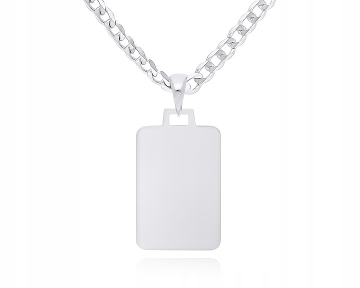 Zawieszka Srebrna Męska Gładka Blaszka Duża + Grawer Nieśmiertelnik pr. 925