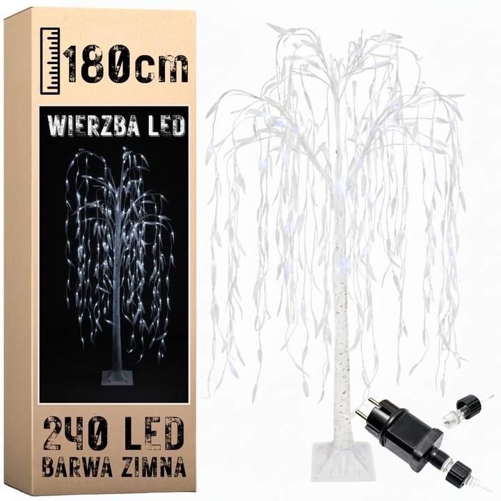 Wierzba świecąca 180 cm 240 LED diody drzewko barwa zimna Boże Narodzenie