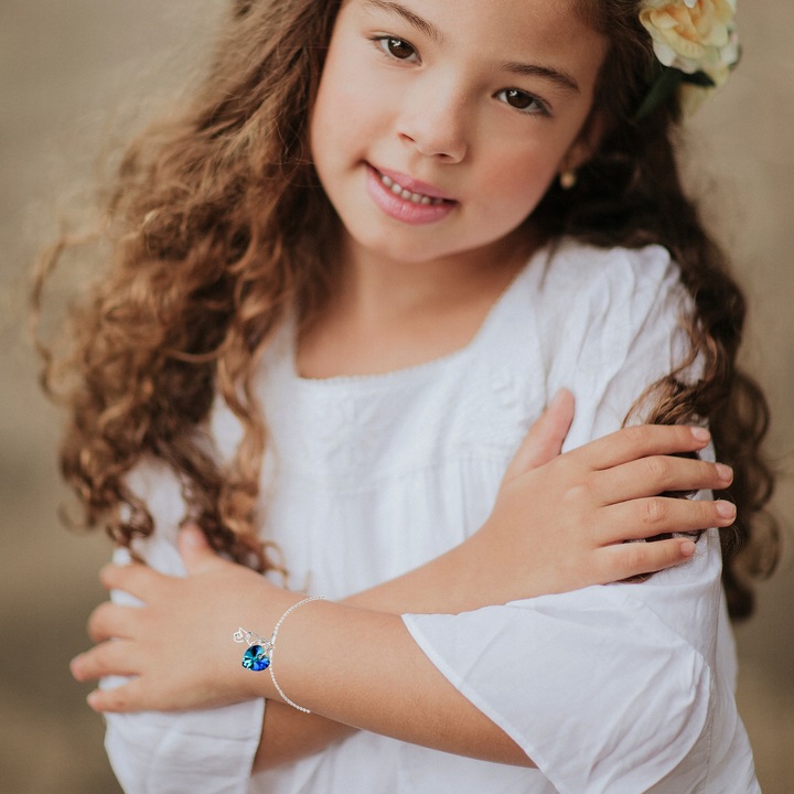 Srebrna Bransoletka dla Dziewczynki Kotek Kot Serce Srebro 925