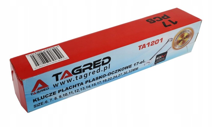 ZESTAW KLUCZY PŁASKO OCZKOWYCH 17 ELEMENTÓW MOCNE KUTE HARTOWANE