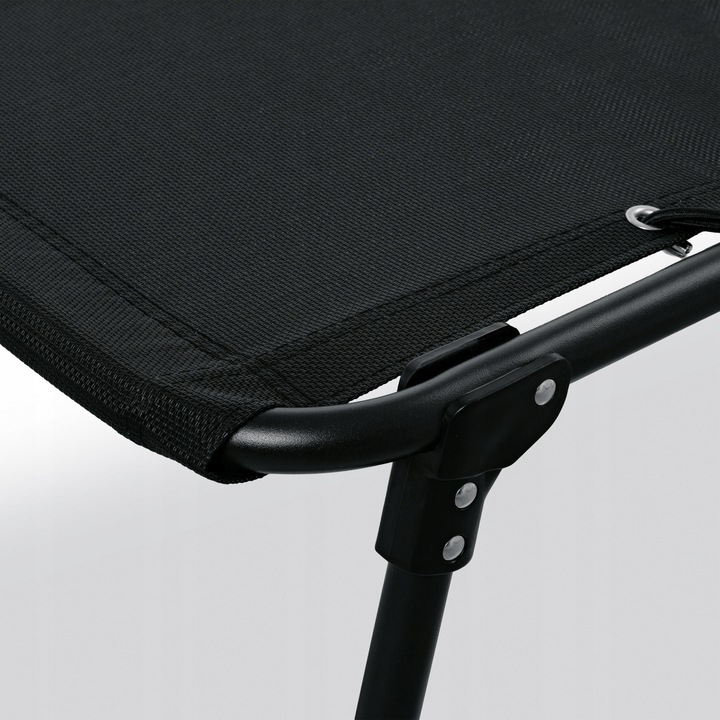 LEŻAK OGRODOWY Leżanka na PLAŻĘ CZARNY Regulowany KIESZONKA Tadar 4 pozycje